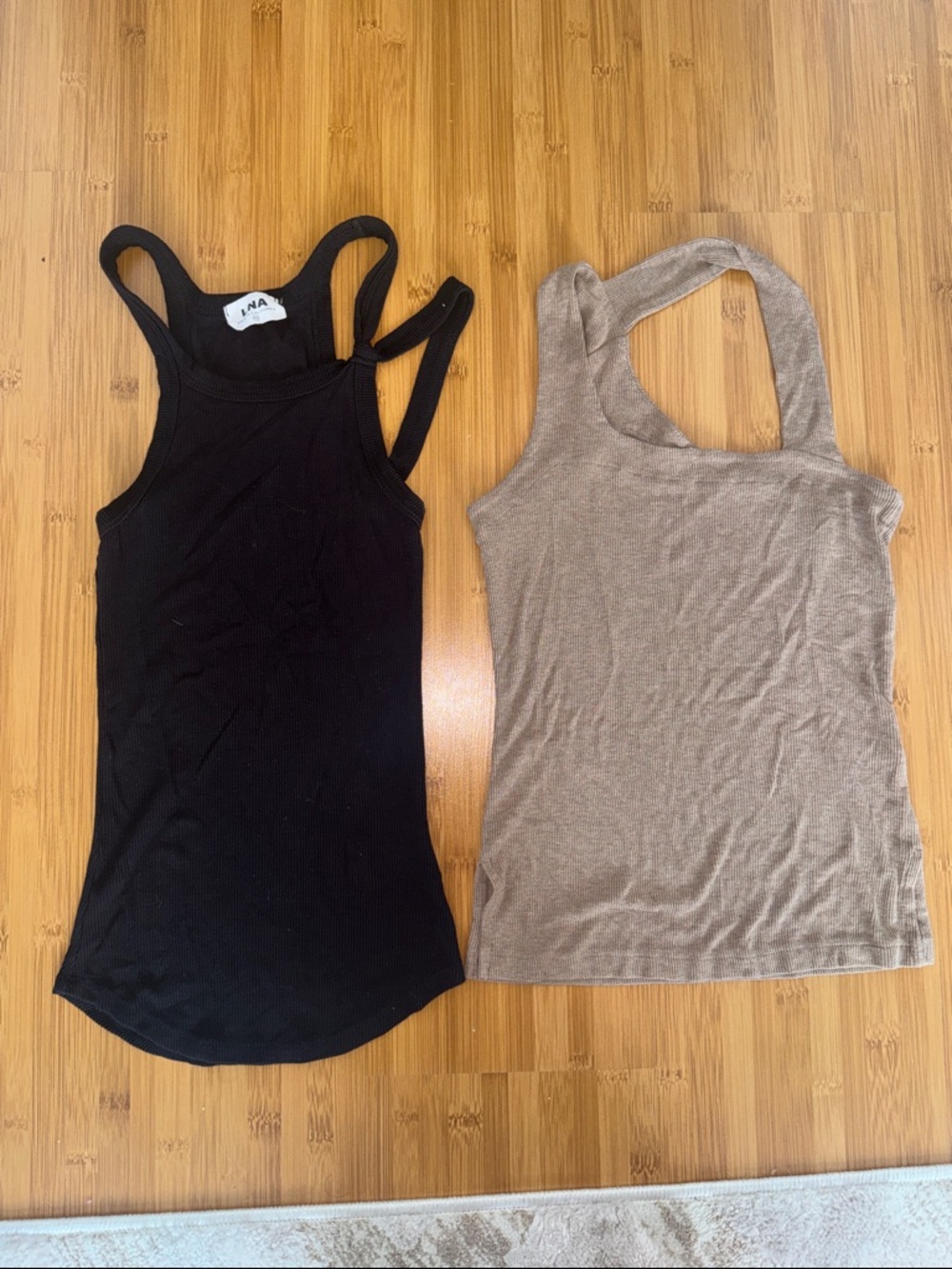 LNA Black Ribbed Tank + LNA Taupe Scoop Neck Tank